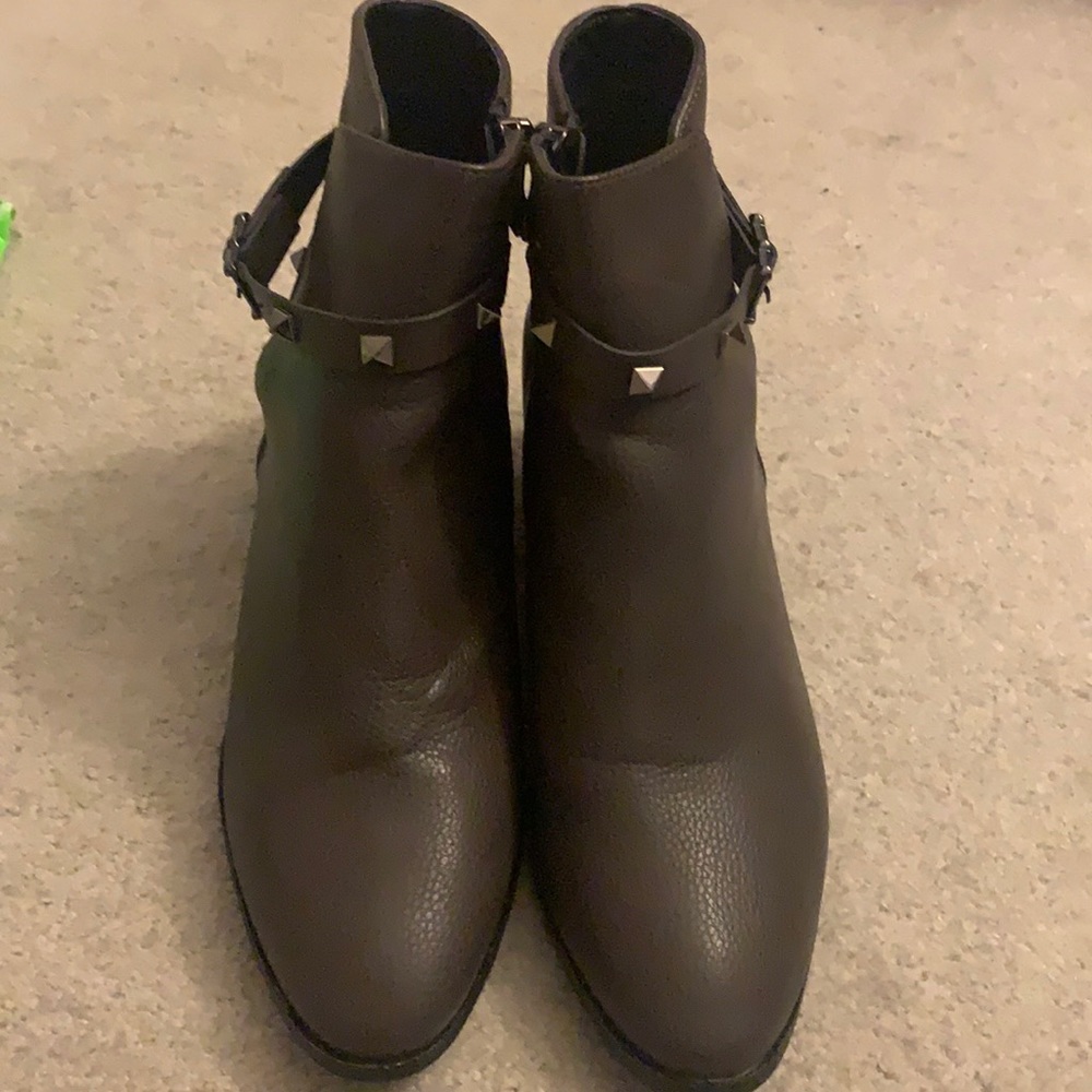 Gray Pebble Vegan Leather Booties - image 1